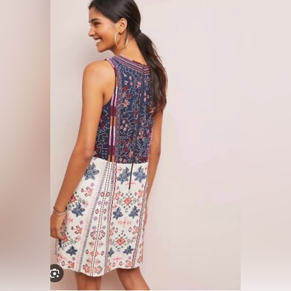 NEW Anthropologie Akemi & Kin Embroidered Southwestern Tribal Boho Dress Size 14 - Picture 3 of 16